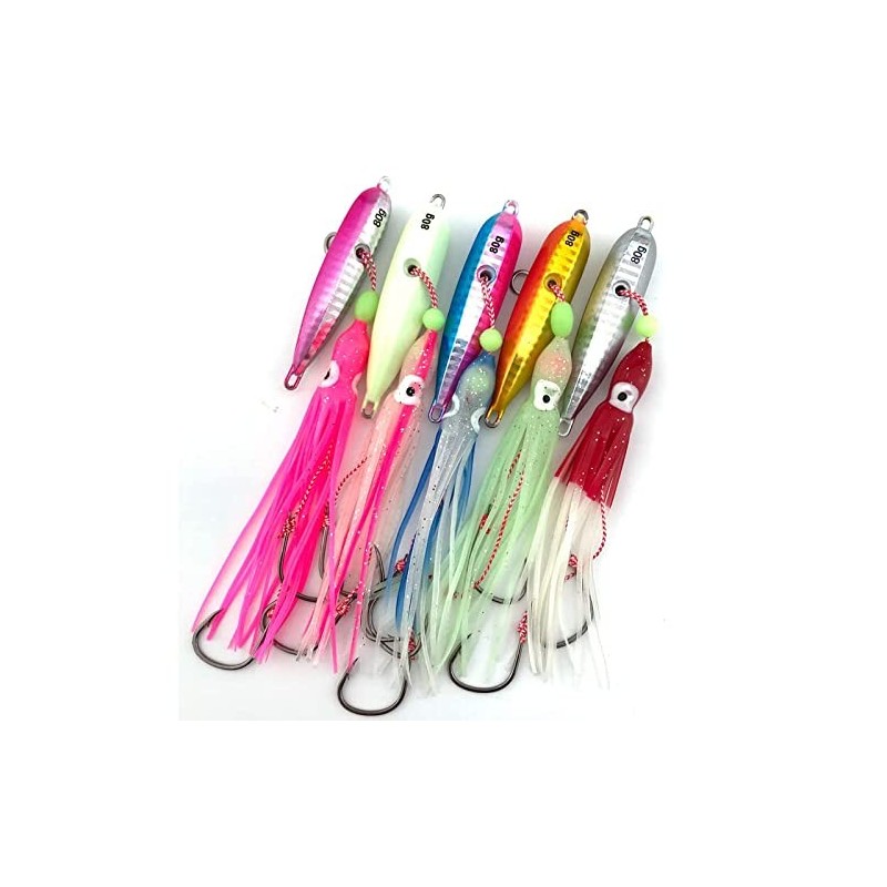 5 unids/lote 40g-200g Luminoso Inchiku Tenya Madai Jig Kabura Señuelo de pesca de agua salada Marlin Snapper Mero Jighead Ceb