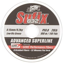 Sufix - 832 Advanced Superline 120, Color Verde, Talla 0.150 mm