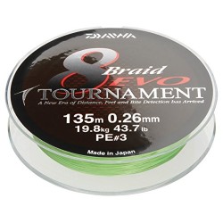 Daiwa Tournament 8 Trenza EVO 135 M Chartreuse - Hilo de Pesca Talla:DM: 0,18mm