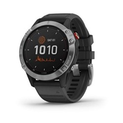 Garmin fēnix 6 Solar - Reloj multideporte avanzado con GPS y carga solar, Plateado con correa negra, Grande