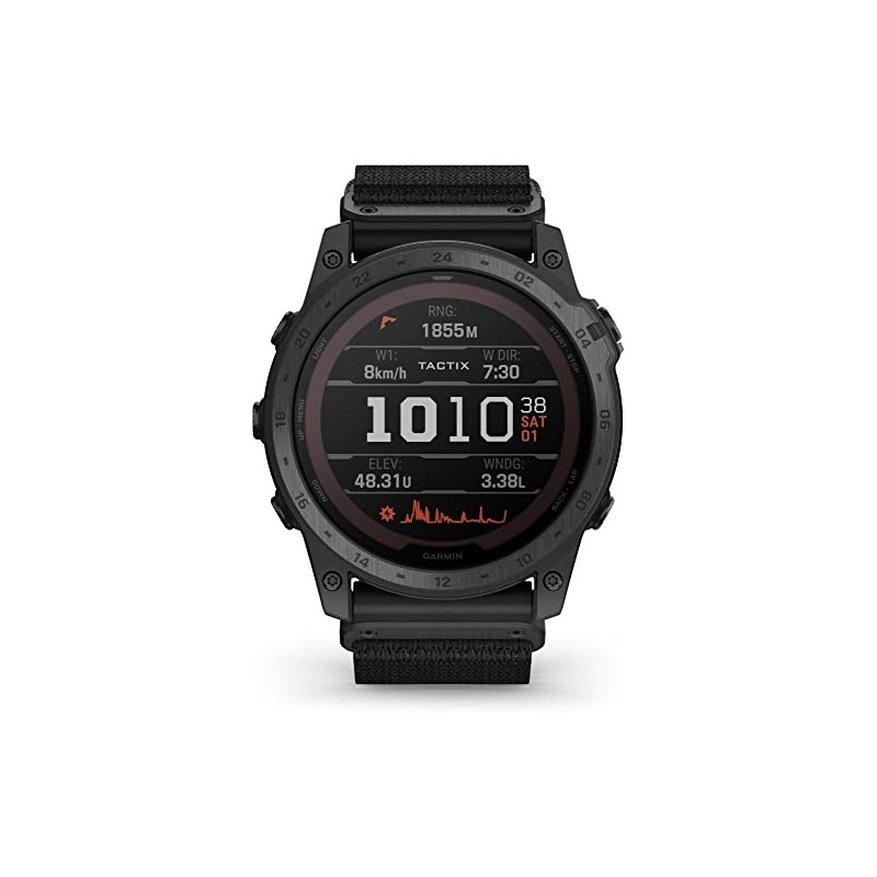 GARMIN tactix® 7 – Pro Ballistics Edition Reloj táctico con GPS y Carga Solar con Applied Ballistics y Correa de Nylon NÚMERO