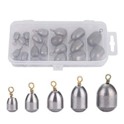 nologo 20pcs/Set plomada de Pesca, Plomada Aparejo Sinkers de Pesca,Peso de Pesca 5 Formas