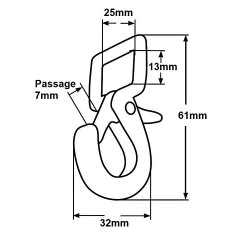 FP INOX Mosquetón para Correa de 25 mm, Acero Inoxidable 316 – A4