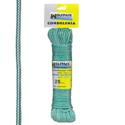 Cuerda Trenzada Polipropileno Blanca/Verde  Madeja 25 m. 