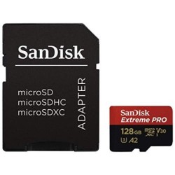 SanDisk Extreme PRO - Tarjeta de memoria microSDXC de 128 GB con adaptador SD, A2, hasta 170 MB/s, Class 10, U3 y V30