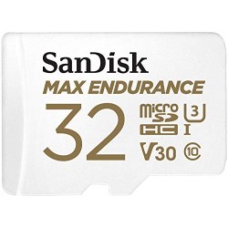 SanDisk MAX Endurance Video Monitoring for Dashcams & Home Monitoring 32 GB microSDHC Memory Card + SD Adaptor 15,000 Hours E