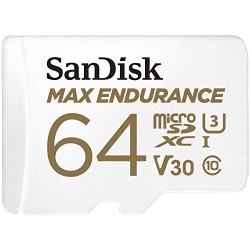 SanDisk MAX Endurance Video Monitoring for Dashcams & Home Monitoring 64 GB microSDXC Memory Card + SD Adaptor 30,000 Hours E