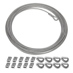 BuxiuGK 1 Rollo 10 Metros Cuerda Cable de Acero Inoxidable de 2mm,10 lazos de engarzado de aluminio y dedales de cuerda de al