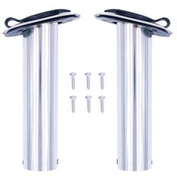 2 soportes para caña de pescar ZONADAH Heavy Duty de acero inoxidable 316, grado marino flush mount, 15 grados