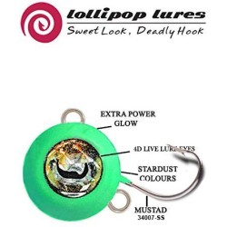 Lollipop Lures Zoka Ball Kabura Jig, Cebo vivo Zoka, Pesca en barco, Rosa Luminoso, ojos sepia, 220g