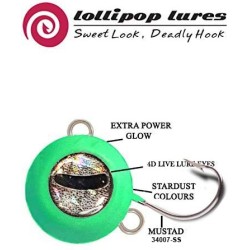 Lollipop Lures Zoka Ball Kabura Jig, Cebo vivo, Zoka, Pesca en barco, Rosa Luminoso, 200g