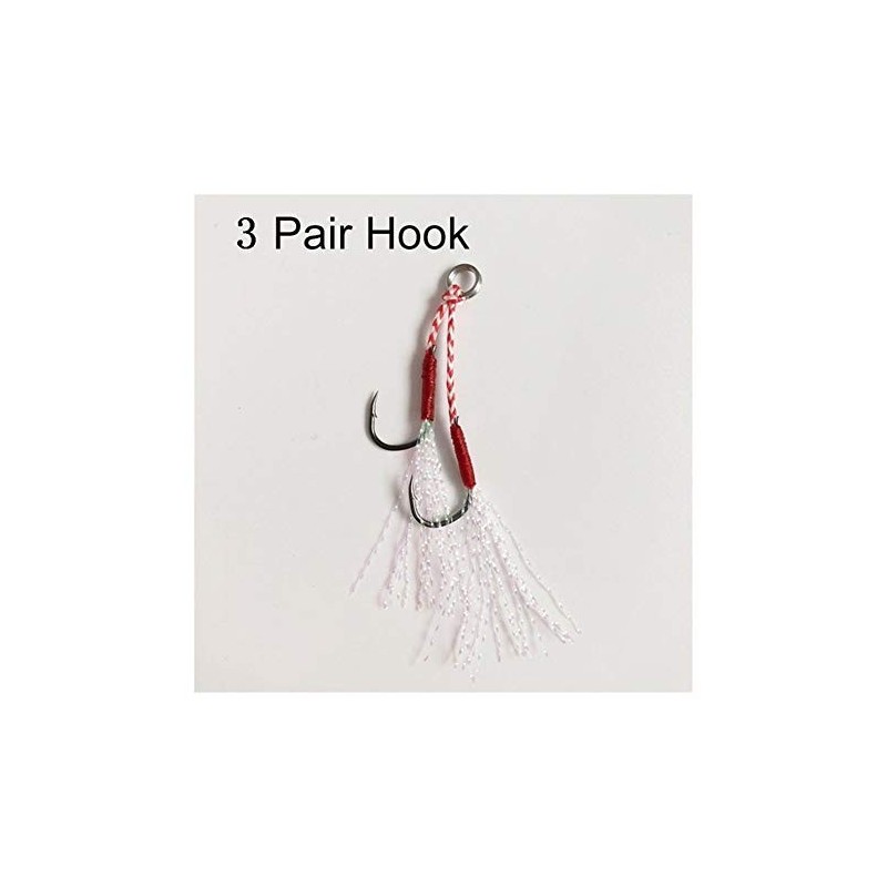 ZAJ 3pair Gancho de Pesca Ganchos Assist Hook Lento Rápido Jigging Fishjig Doble Par de púas Assist Hooks  Color : 3pair Blac