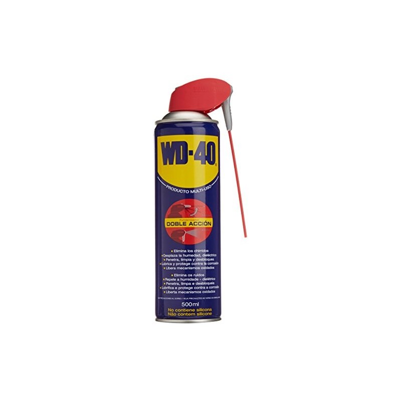 WD-40 Producto Multi-Uso Doble Acción- Spray 500ml-Aplicación amplia o precisa. Lubrica, Afloja, Protege del óxido, Dieléctri