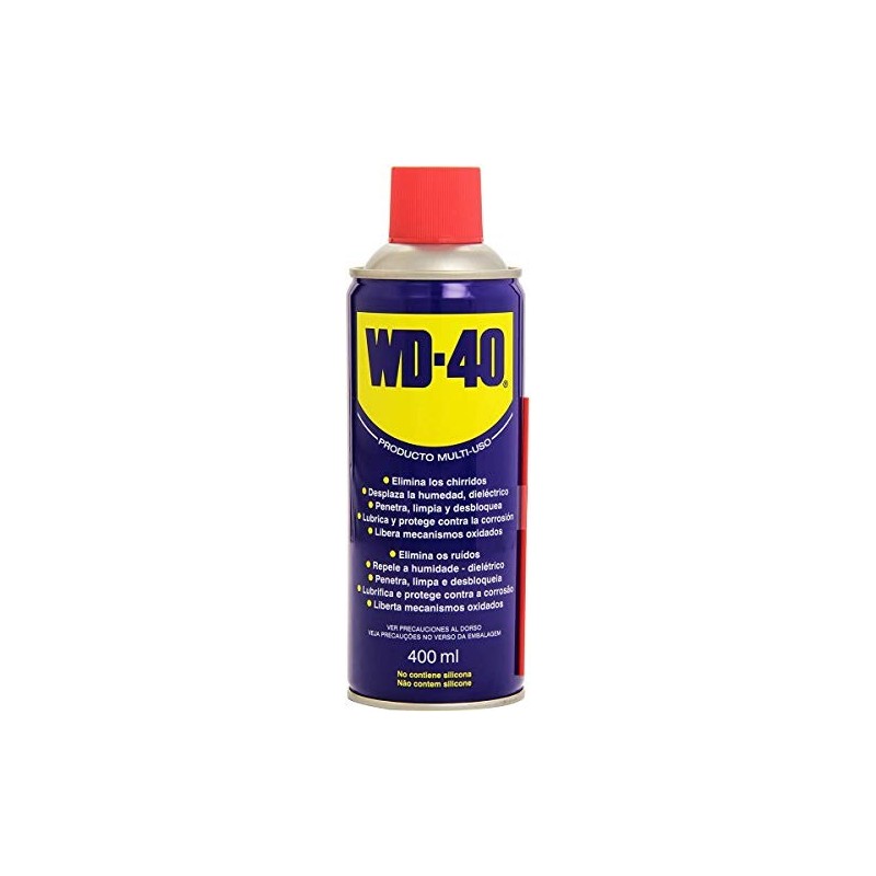 WD-40 Producto Multi-Uso- Spray 400ml-Lubrica, Afloja, Protege del óxido, Dieléctrico, Limpia metales y plásticos y Desplaza 